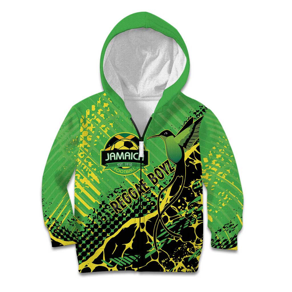 Custom Jamaica Football Kid Hoodie Come On Reggae Boyz Red-billed streamertail - Wonder Print Shop