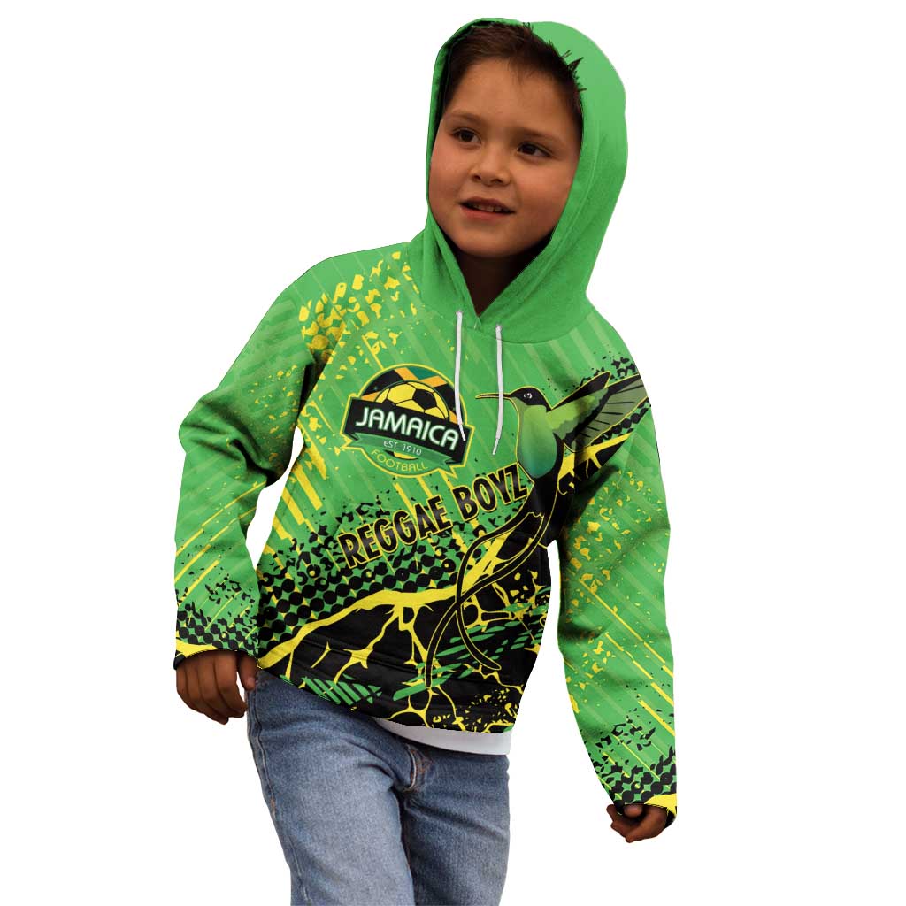 Custom Jamaica Football Kid Hoodie Come On Reggae Boyz Red-billed streamertail - Wonder Print Shop