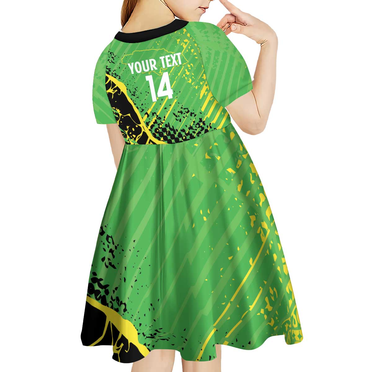 Custom Jamaica Football Kid Short Sleeve Dress Come On Reggae Boyz Red-billed streamertail - Wonder Print Shop