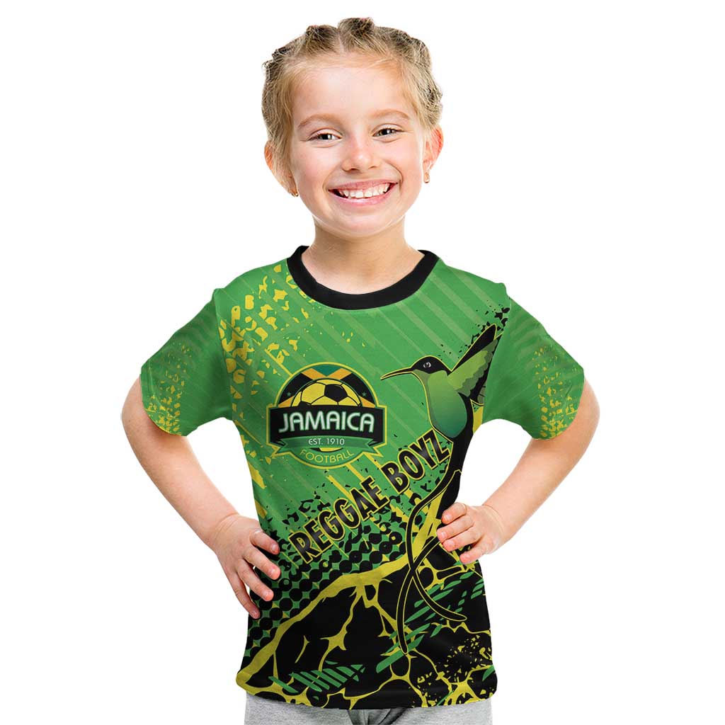 Custom Jamaica Football Kid T Shirt Come On Reggae Boyz Red-billed streamertail - Wonder Print Shop