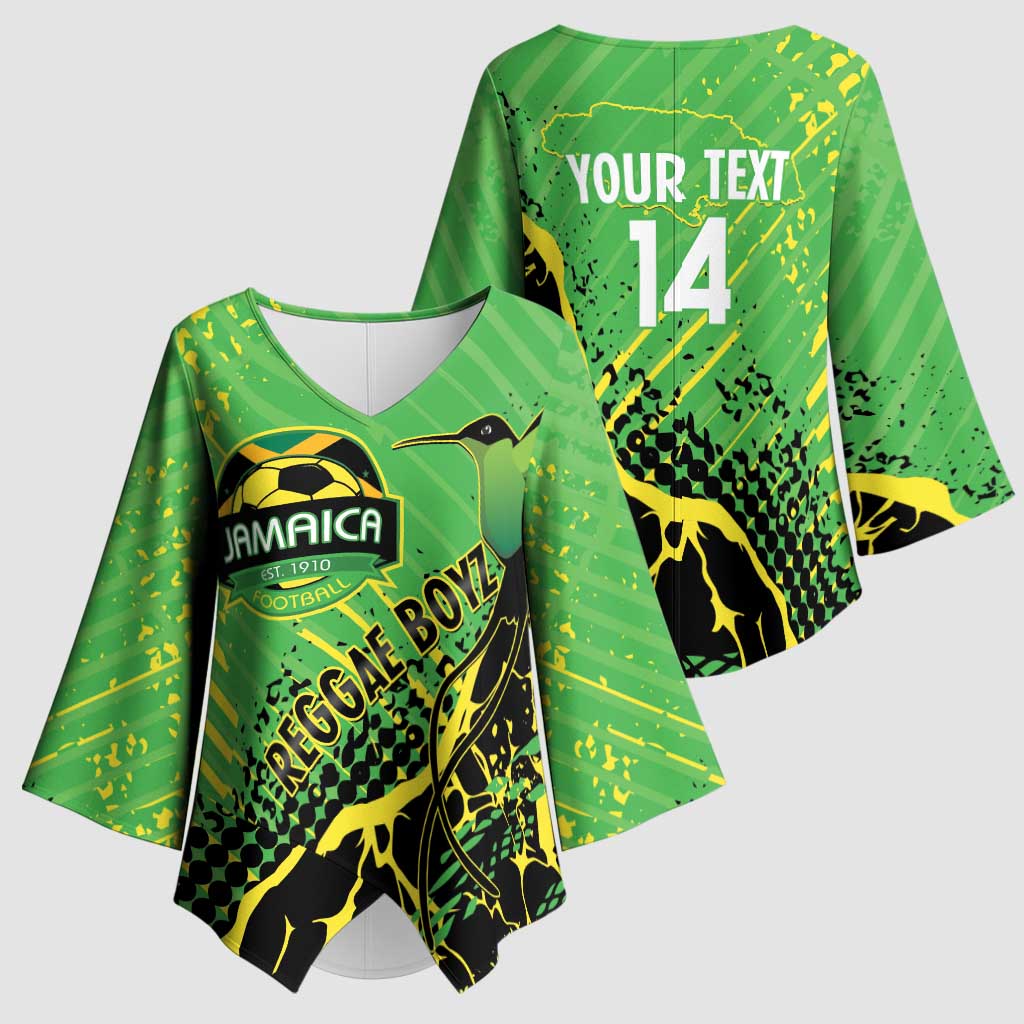 Custom Jamaica Football Kimono Sleeve Blouse Come On Reggae Boyz Red-billed streamertail - Wonder Print Shop