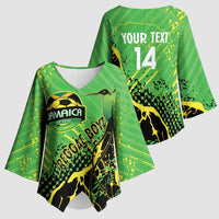 Custom Jamaica Football Kimono Sleeve Blouse Come On Reggae Boyz Red-billed streamertail - Wonder Print Shop