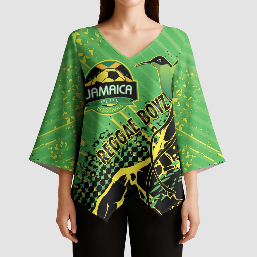 Custom Jamaica Football Kimono Sleeve Blouse Come On Reggae Boyz Red-billed streamertail - Wonder Print Shop