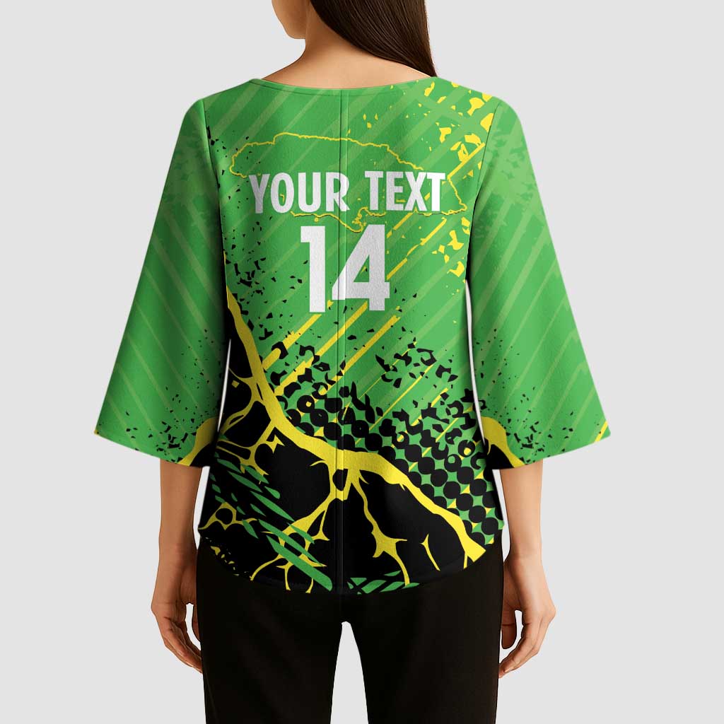 Custom Jamaica Football Kimono Sleeve Blouse Come On Reggae Boyz Red-billed streamertail - Wonder Print Shop