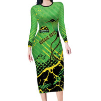 Custom Jamaica Football Long Sleeve Bodycon Dress Come On Reggae Boyz Red-billed streamertail - Wonder Print Shop