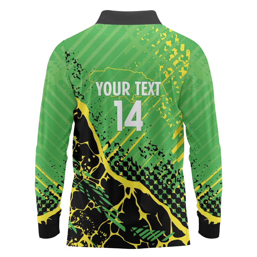 Custom Jamaica Football Long Sleeve Polo Shirt Come On Reggae Boyz Red-billed streamertail - Wonder Print Shop