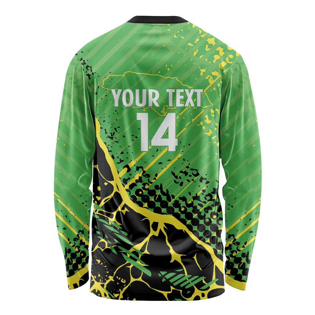 Custom Jamaica Football Long Sleeve Shirt Come On Reggae Boyz Red-billed streamertail - Wonder Print Shop