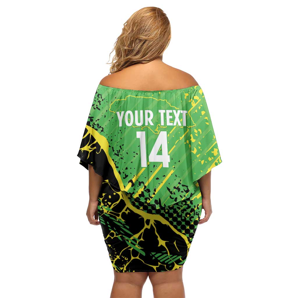 Custom Jamaica Football Off Shoulder Short Dress Come On Reggae Boyz Red-billed streamertail - Wonder Print Shop