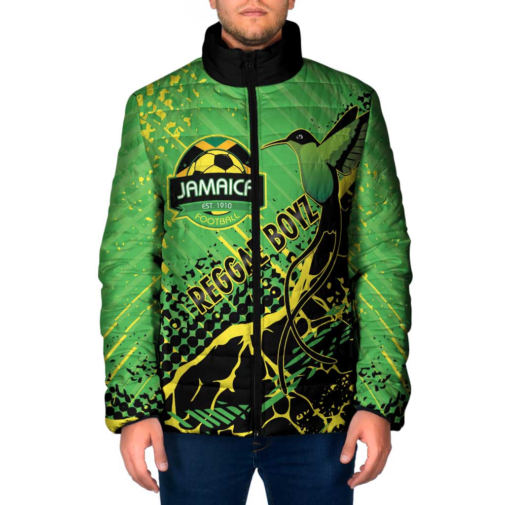 Custom Jamaica Football Padded Jacket Come On Reggae Boyz Red-billed streamertail - Wonder Print Shop
