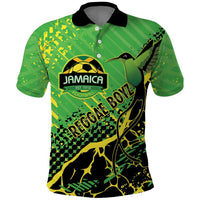Custom Jamaica Football Polo Shirt Come On Reggae Boyz Red-billed streamertail - Wonder Print Shop
