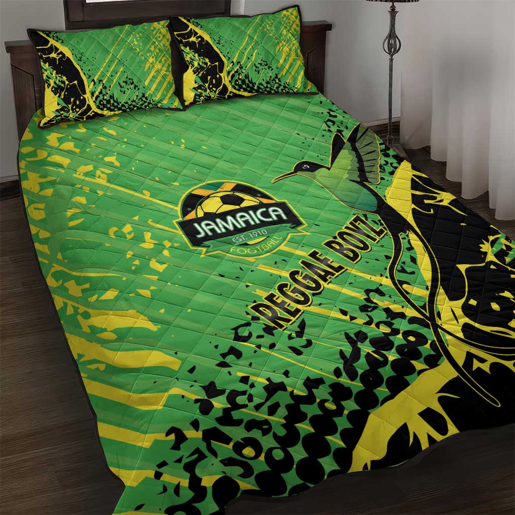 Jamaica Football Quilt Bed Set Come On Reggae Boyz Red-billed streamertail - Wonder Print Shop