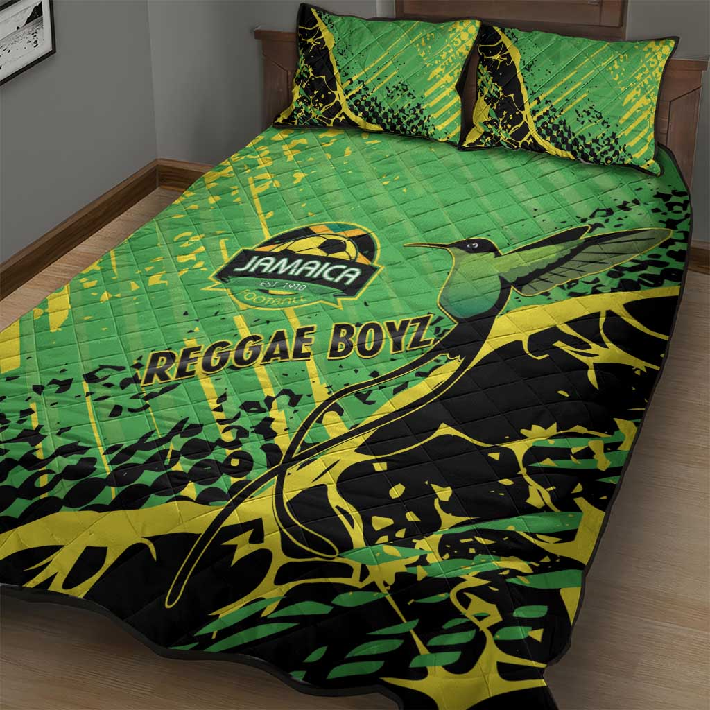 Jamaica Football Quilt Bed Set Come On Reggae Boyz Red-billed streamertail - Wonder Print Shop