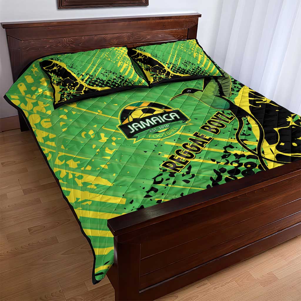 Jamaica Football Quilt Bed Set Come On Reggae Boyz Red-billed streamertail - Wonder Print Shop