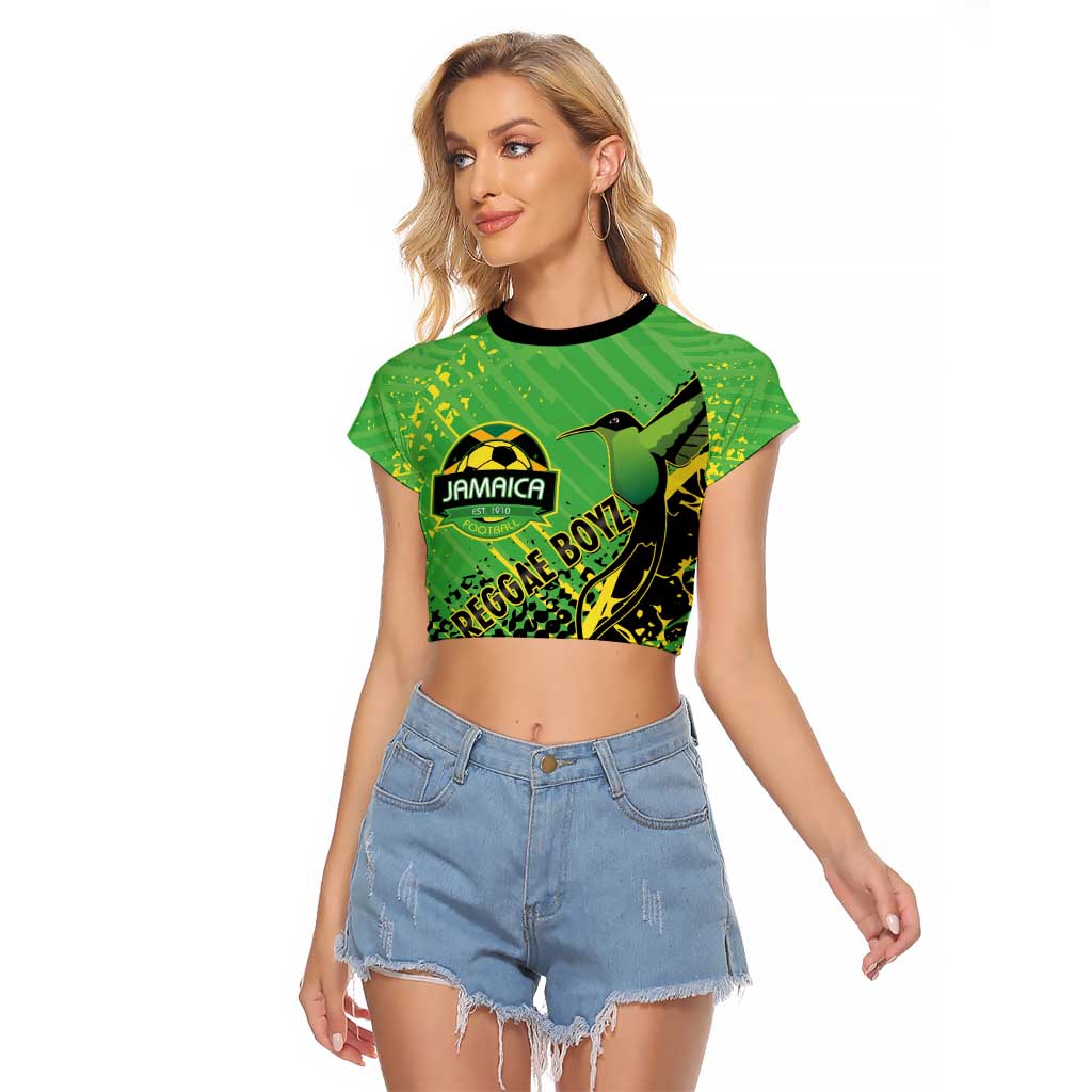 Custom Jamaica Football Raglan Cropped T Shirt Come On Reggae Boyz Red-billed streamertail - Wonder Print Shop