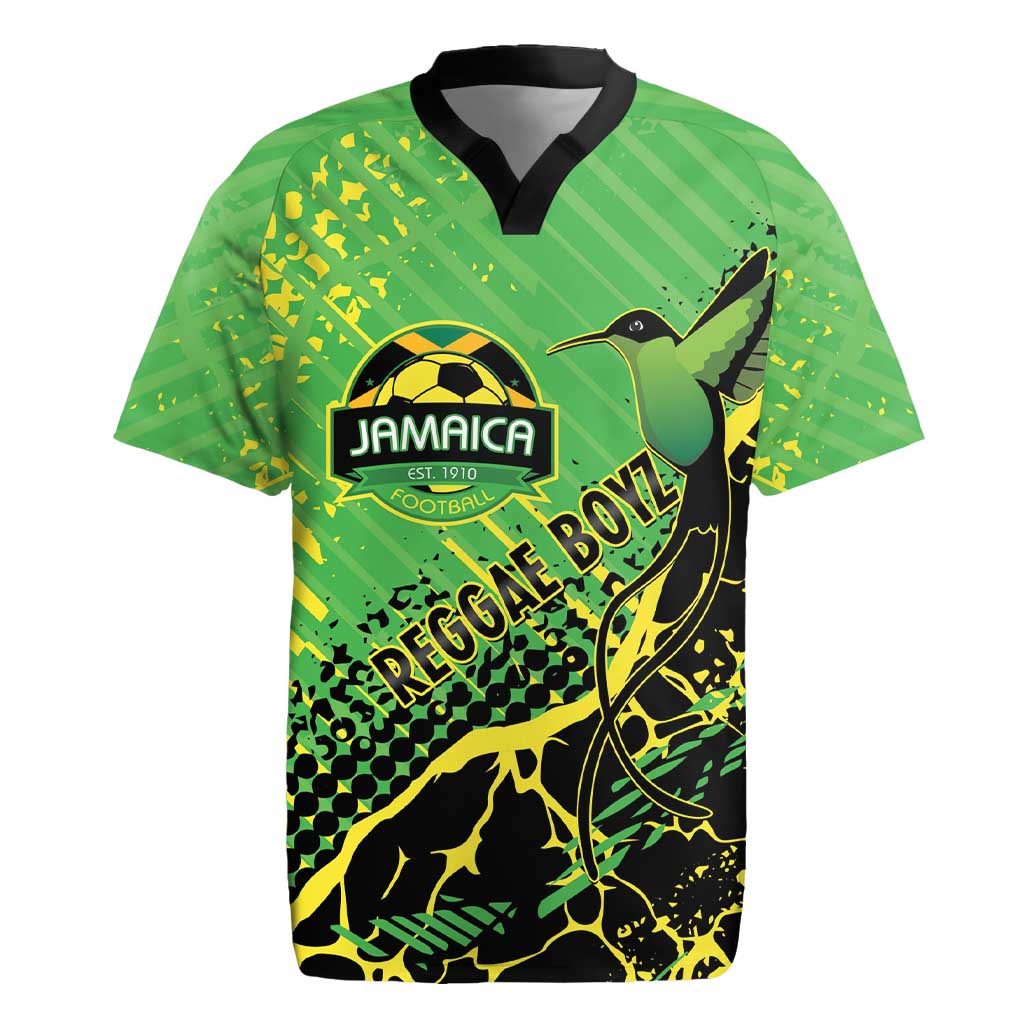 Custom Jamaica Football Rugby Jersey Come On Reggae Boyz Red-billed streamertail - Wonder Print Shop