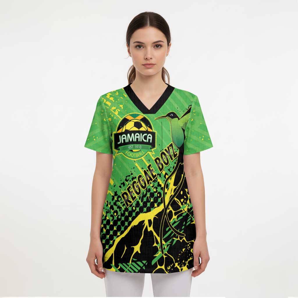 Custom Jamaica Football Scrub Top Come On Reggae Boyz Red-billed streamertail - Wonder Print Shop