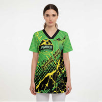 Custom Jamaica Football Scrub Top Come On Reggae Boyz Red-billed streamertail - Wonder Print Shop