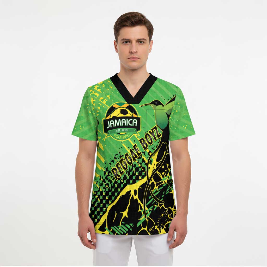 Custom Jamaica Football Scrub Top Come On Reggae Boyz Red-billed streamertail - Wonder Print Shop