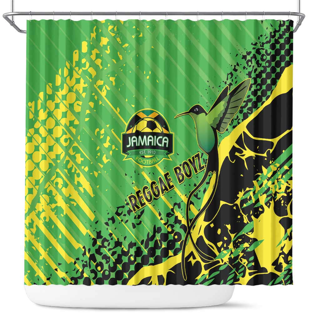 Jamaica Football Shower Curtain Come On Reggae Boyz Red-billed streamertail - Wonder Print Shop