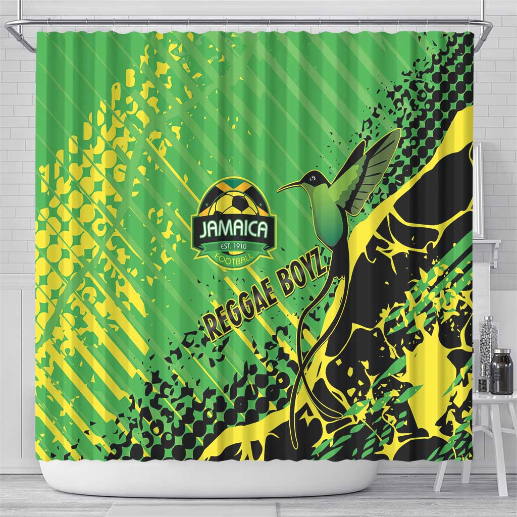 Jamaica Football Shower Curtain Come On Reggae Boyz Red-billed streamertail - Wonder Print Shop