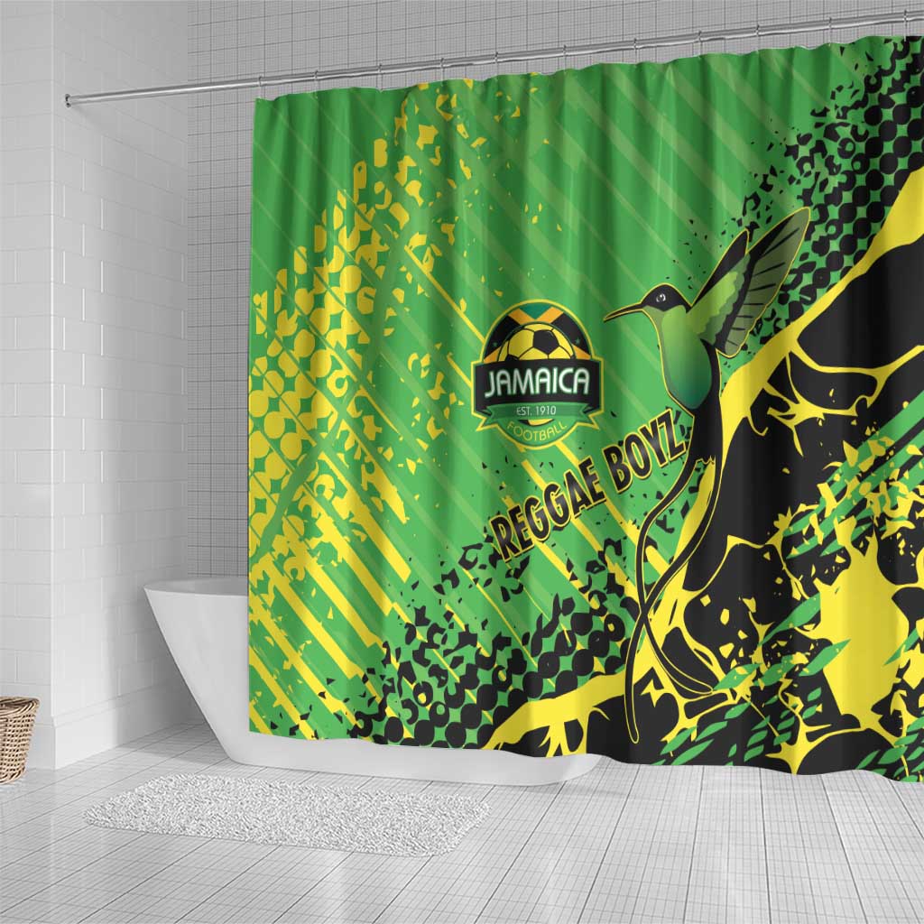 Jamaica Football Shower Curtain Come On Reggae Boyz Red-billed streamertail - Wonder Print Shop