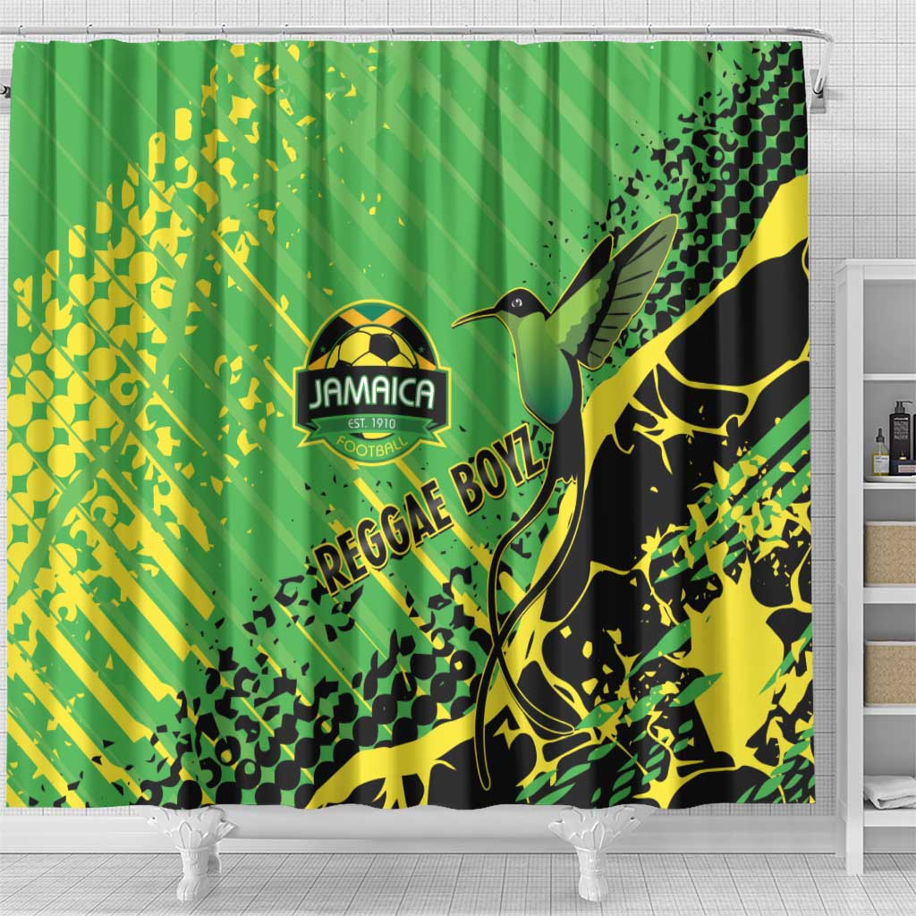 Jamaica Football Shower Curtain Come On Reggae Boyz Red-billed streamertail - Wonder Print Shop