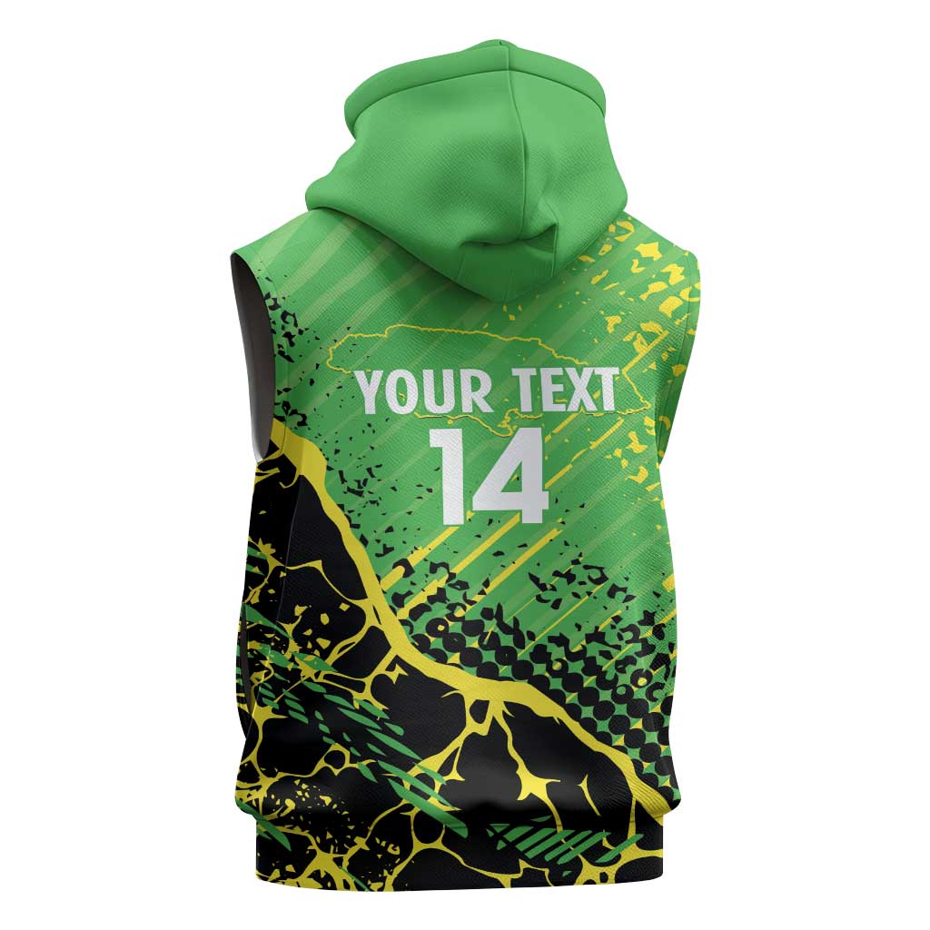 Custom Jamaica Football Sleeveless Hoodie Come On Reggae Boyz Red-billed streamertail - Wonder Print Shop