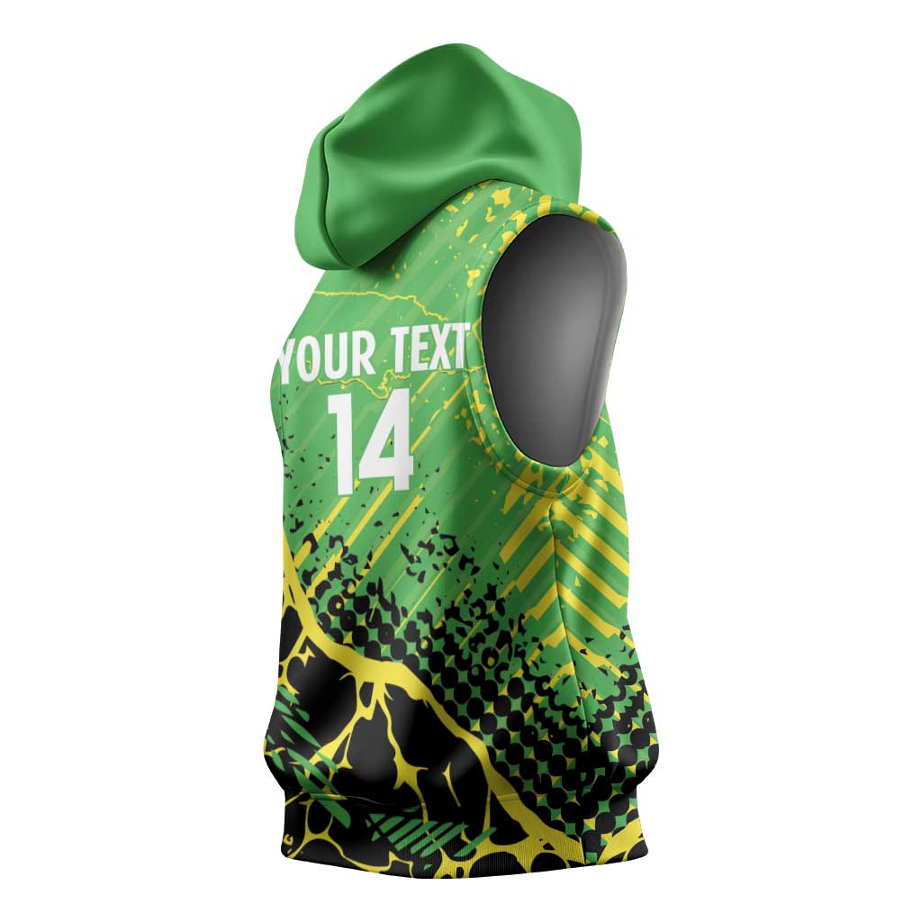 Custom Jamaica Football Sleeveless Hoodie Come On Reggae Boyz Red-billed streamertail - Wonder Print Shop