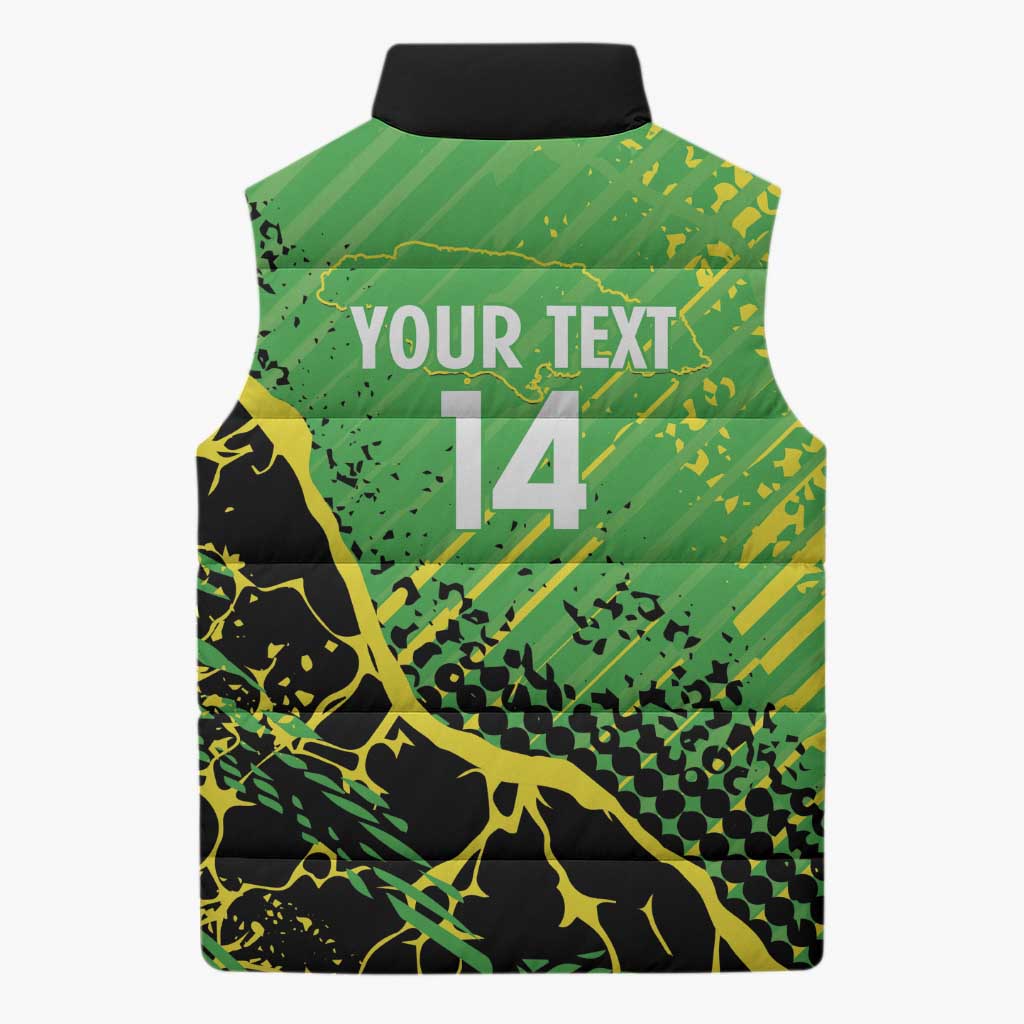 Custom Jamaica Football Sleeveless Puffer Jacket Come On Reggae Boyz Red-billed streamertail - Wonder Print Shop