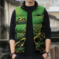 Custom Jamaica Football Sleeveless Puffer Jacket Come On Reggae Boyz Red-billed streamertail LT14
