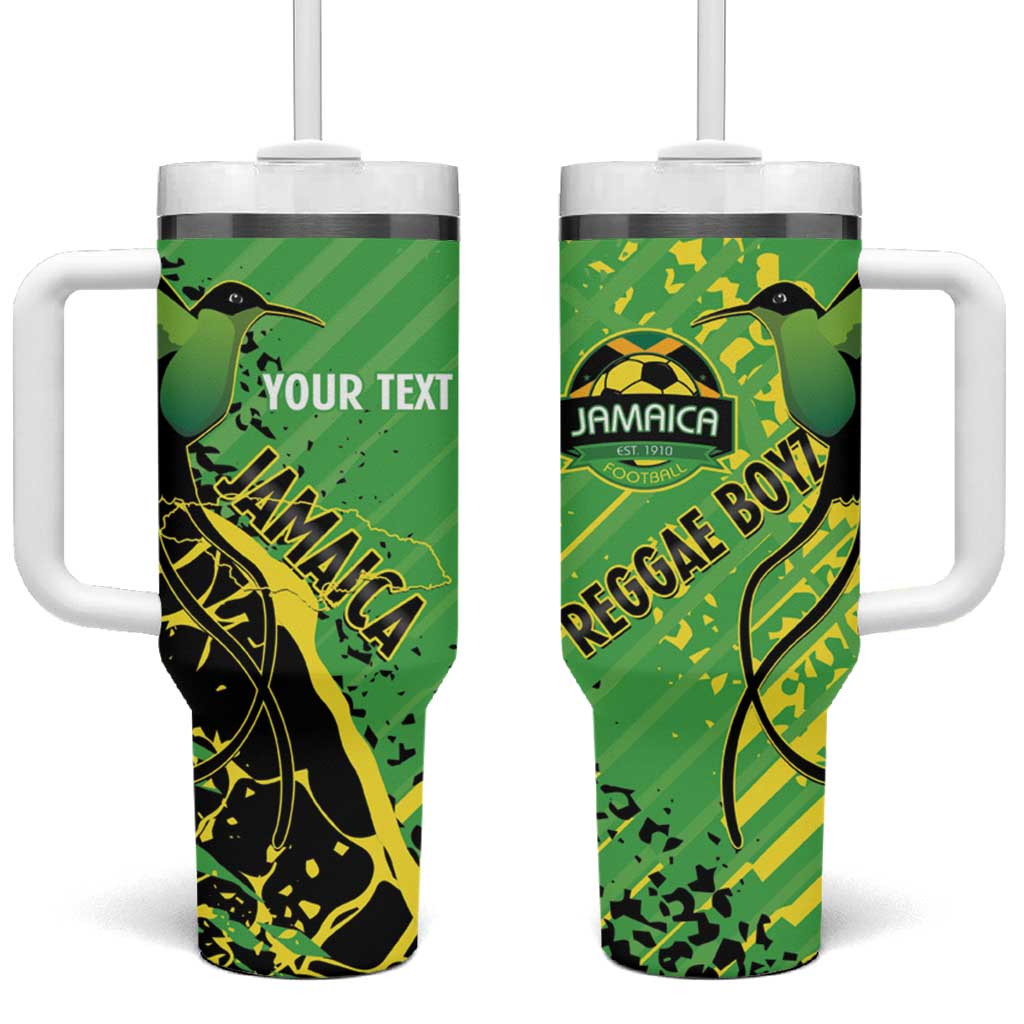 Custom Jamaica Football Tumbler With Handle Come On Reggae Boyz Red-billed streamertail - Wonder Print Shop