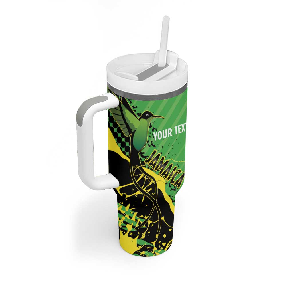 Custom Jamaica Football Tumbler With Handle Come On Reggae Boyz Red-billed streamertail - Wonder Print Shop
