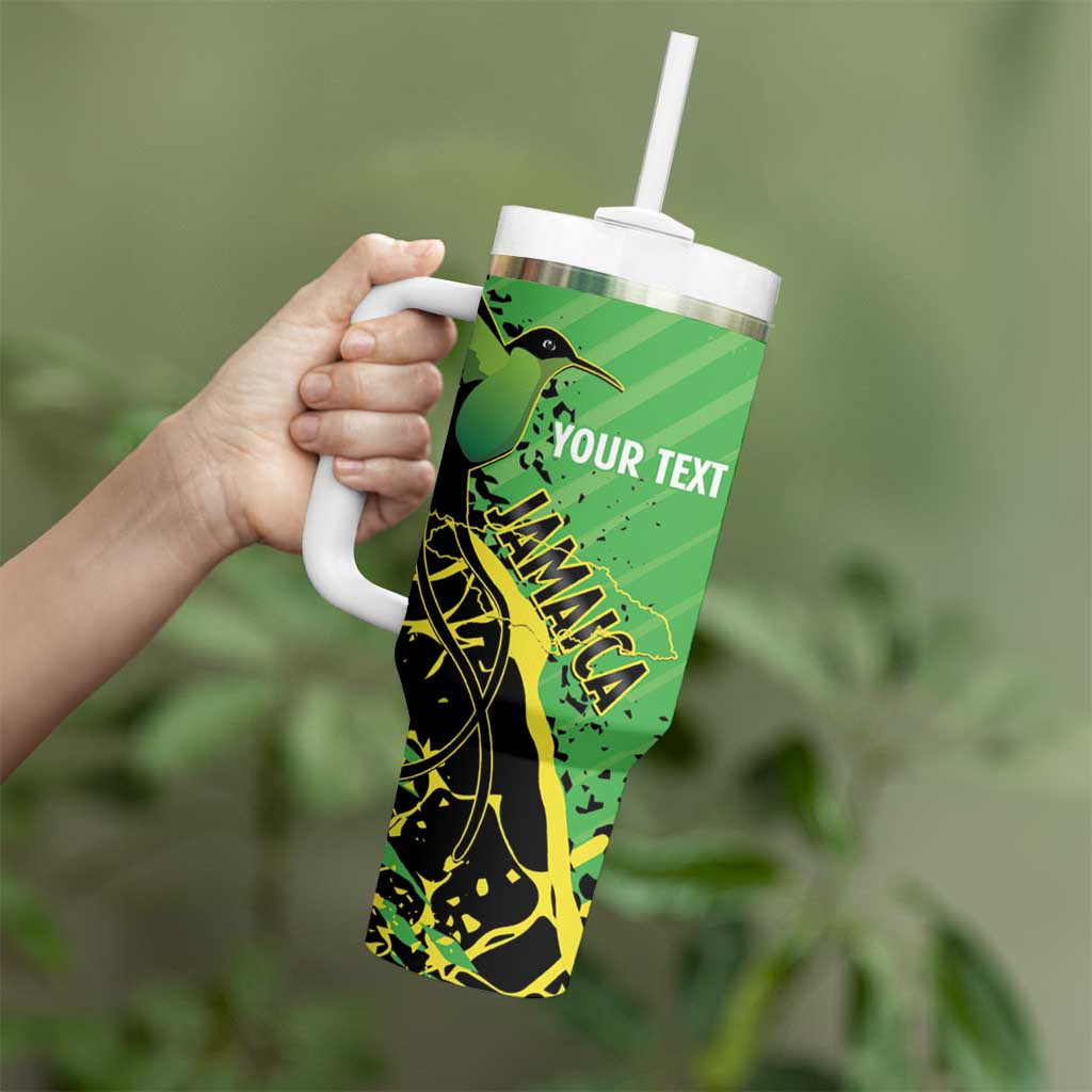 Custom Jamaica Football Tumbler With Handle Come On Reggae Boyz Red-billed streamertail - Wonder Print Shop