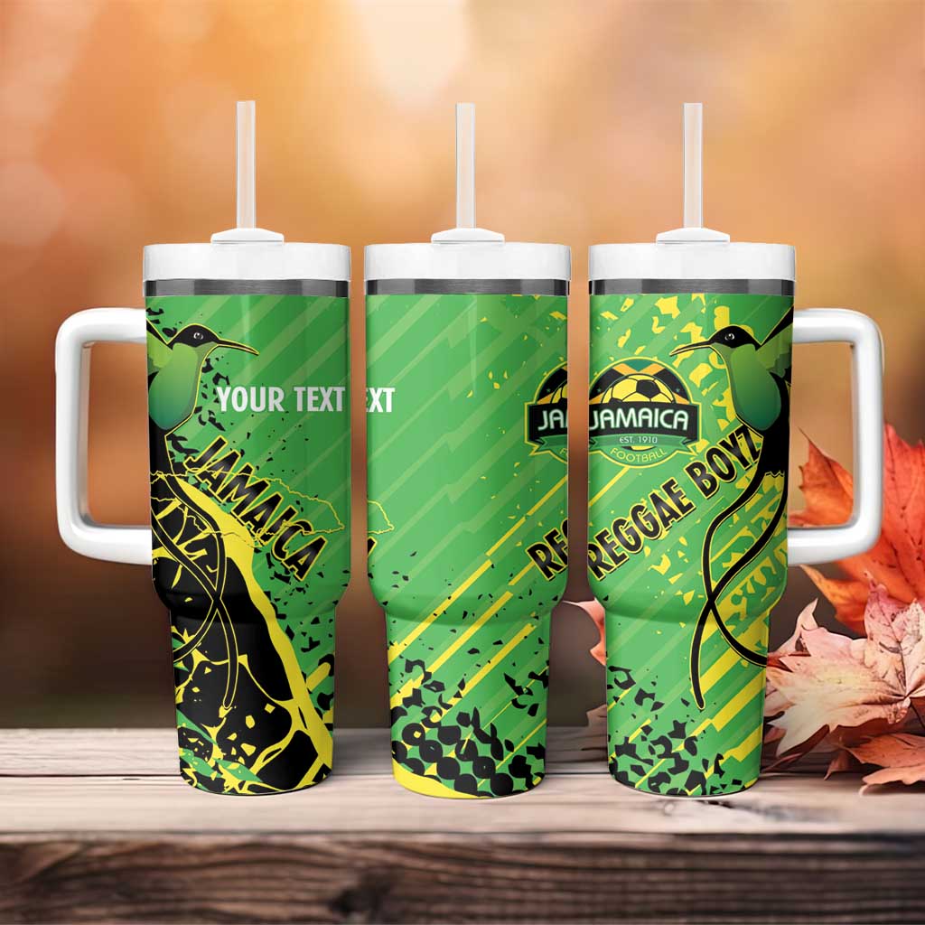 Custom Jamaica Football Tumbler With Handle Come On Reggae Boyz Red-billed streamertail - Wonder Print Shop