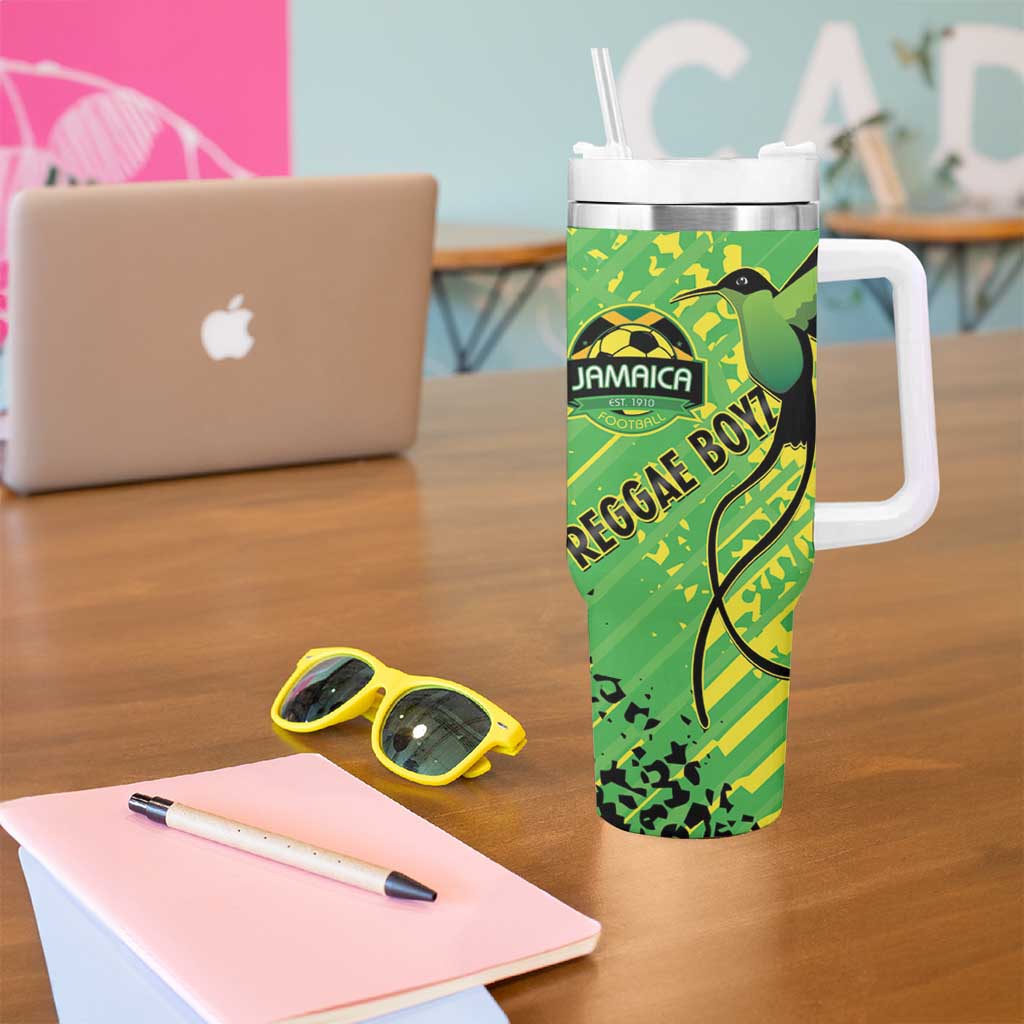 Custom Jamaica Football Tumbler With Handle Come On Reggae Boyz Red-billed streamertail - Wonder Print Shop