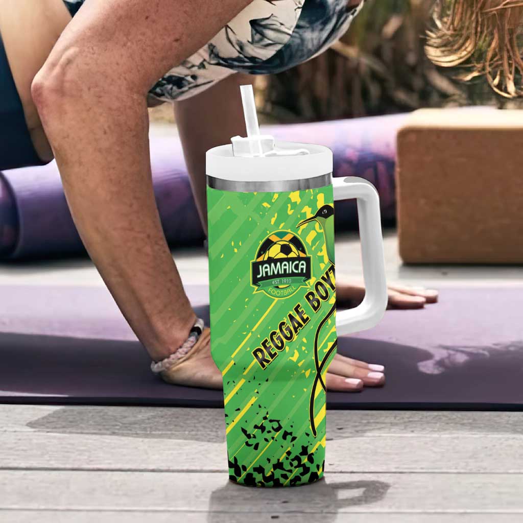 Custom Jamaica Football Tumbler With Handle Come On Reggae Boyz Red-billed streamertail - Wonder Print Shop