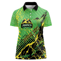 Custom Jamaica Football Women Polo Shirt Come On Reggae Boyz Red-billed streamertail - Wonder Print Shop