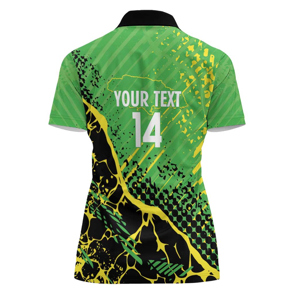 Custom Jamaica Football Women Polo Shirt Come On Reggae Boyz Red-billed streamertail - Wonder Print Shop