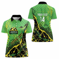 Custom Jamaica Football Women Polo Shirt Come On Reggae Boyz Red-billed streamertail - Wonder Print Shop