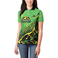 Custom Jamaica Football Women Polo Shirt Come On Reggae Boyz Red-billed streamertail - Wonder Print Shop