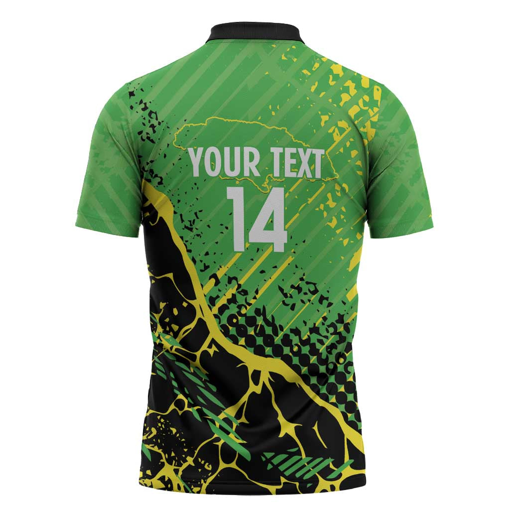 Custom Jamaica Football Zipper Polo Shirt Come On Reggae Boyz Red-billed streamertail - Wonder Print Shop