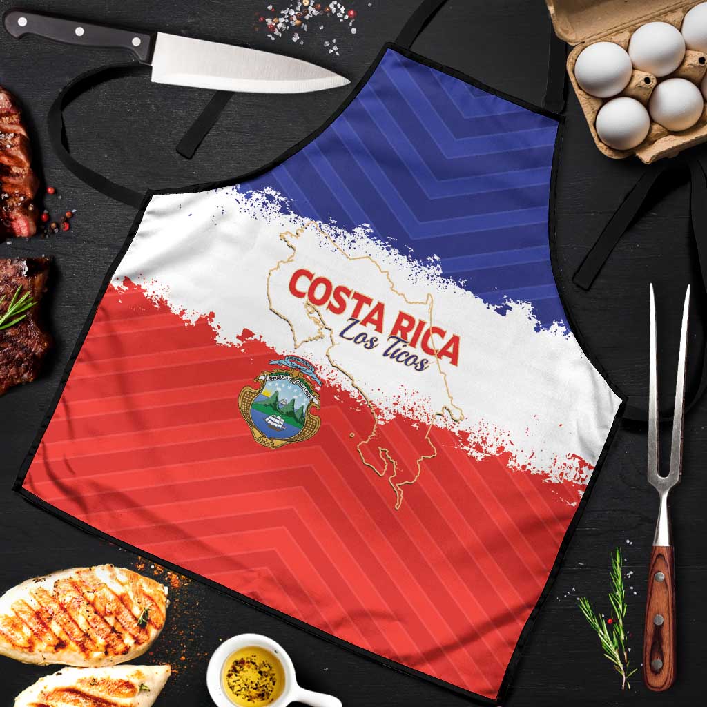 Costa Rica Football Apron Map With Los Ticos Sporty Style - Wonder Print Shop