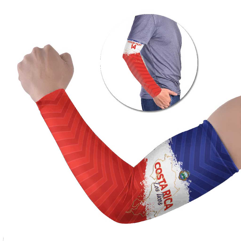Custom Costa Rica Football Arm Sleeves Map With Los Ticos Sporty Style - Wonder Print Shop