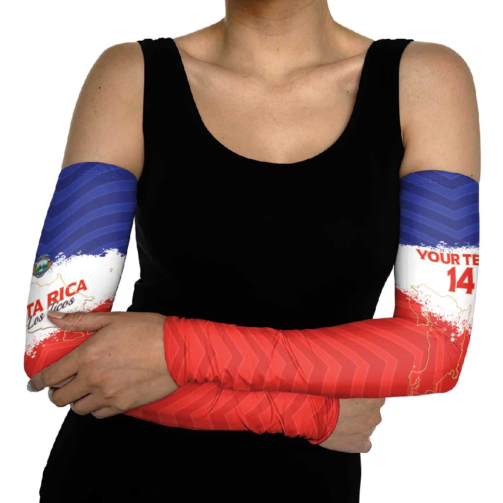 Custom Costa Rica Football Arm Sleeves Map With Los Ticos Sporty Style - Wonder Print Shop