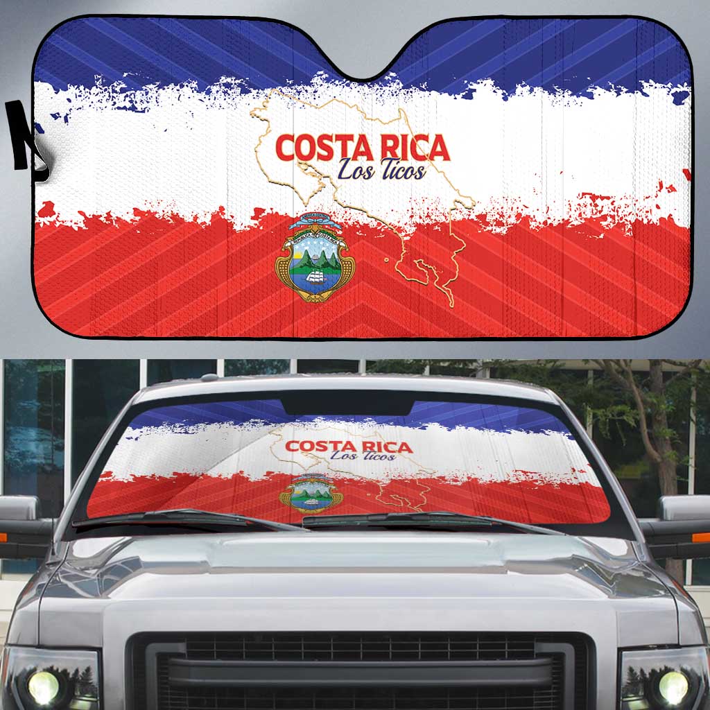 Costa Rica Football Auto Sun Shade Map With Los Ticos Sporty Style - Wonder Print Shop