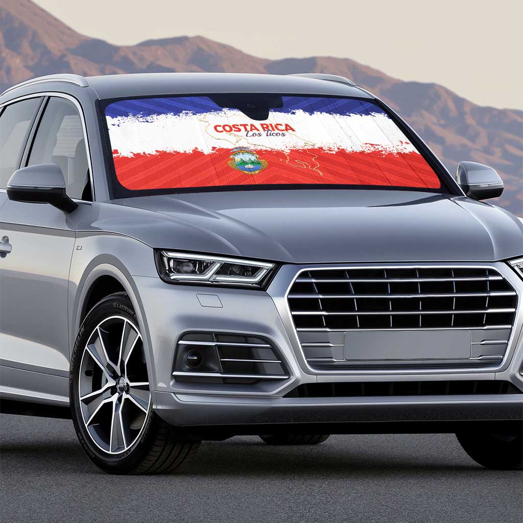 Costa Rica Football Auto Sun Shade Map With Los Ticos Sporty Style - Wonder Print Shop