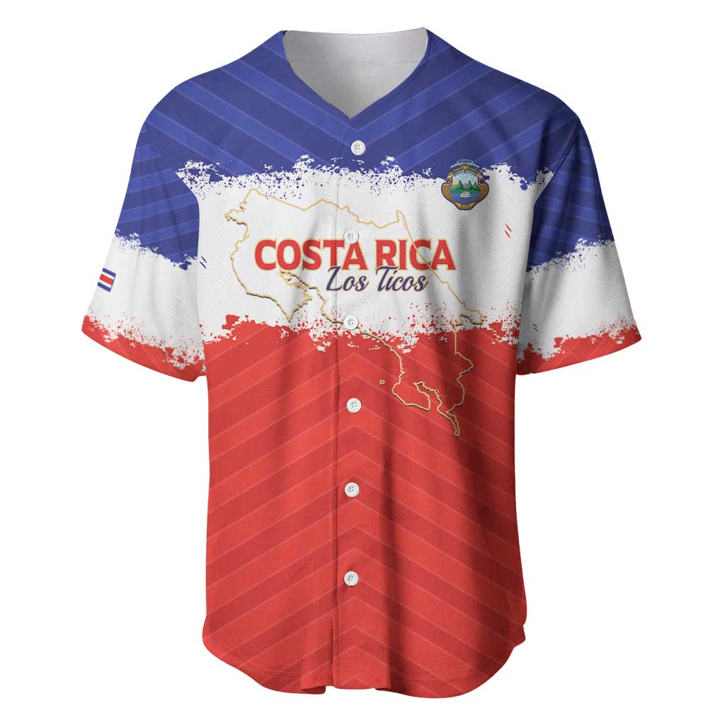 Custom Costa Rica Football Baseball Jersey Map With Los Ticos Sporty Style - Wonder Print Shop