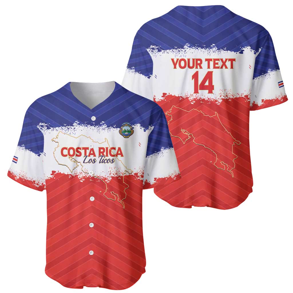 Custom Costa Rica Football Baseball Jersey Map With Los Ticos Sporty Style - Wonder Print Shop