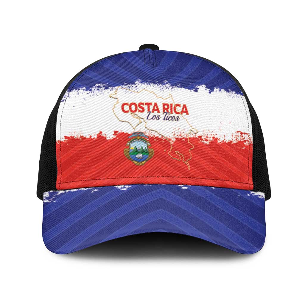 Costa Rica Football Baseball Net Cap Map With Los Ticos Sporty Style - Wonder Print Shop