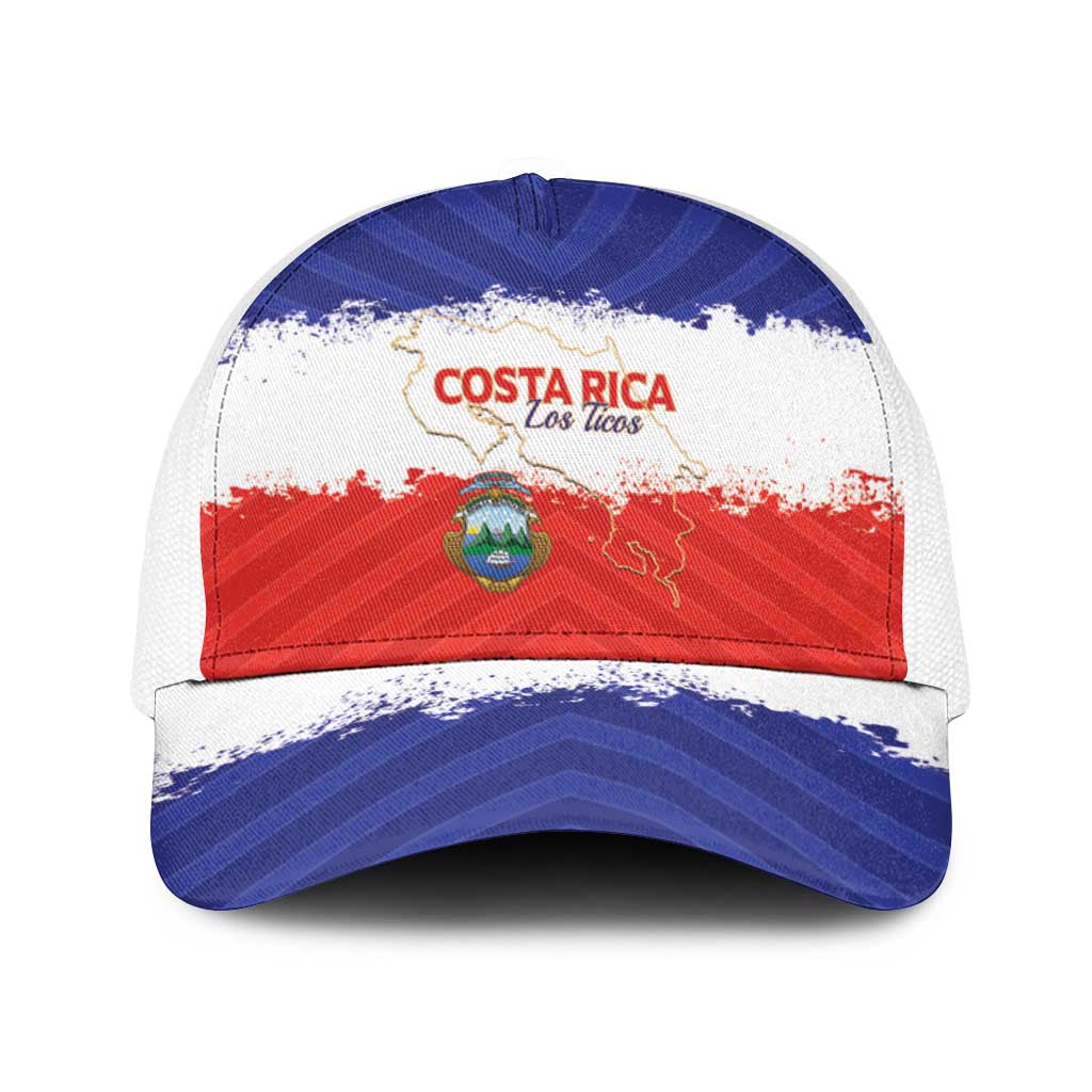Costa Rica Football Baseball Net Cap Map With Los Ticos Sporty Style - Wonder Print Shop